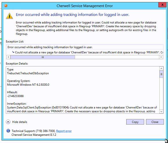 Error Occurred While Adding Tracking Information for Logged In User